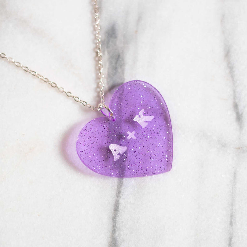 Custom Glitter Heart Necklace - Life Token